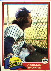 1981 Topps Baseball Cards      135     Gorman Thomas